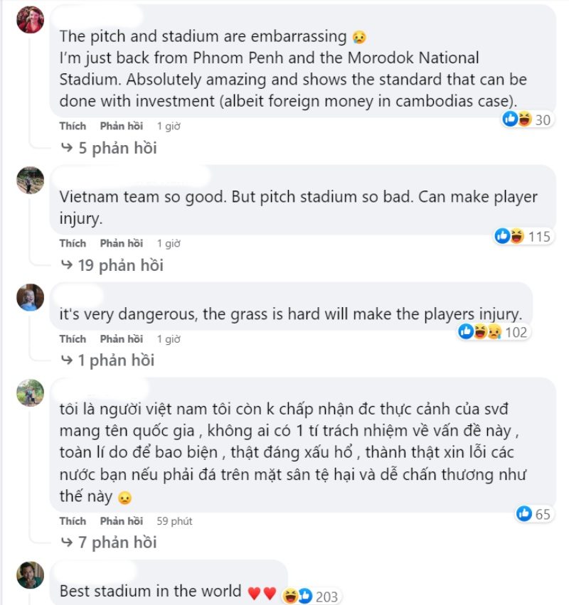 CĐV Đông Nam Á cười nhạo Việt Nam: "Điều này thật nguy hiểm, mặt cỏ có thể khiến các cầu thủ chấn thương..."