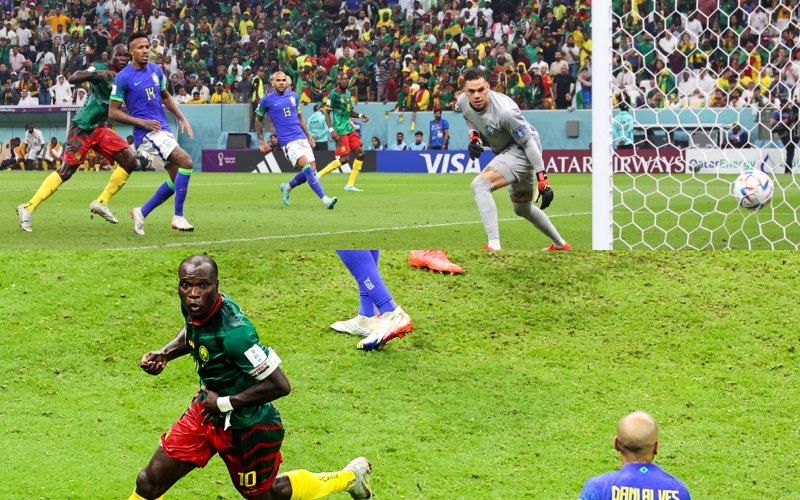 Cú lắc đầu để đời của Vincent Aboubakar giúp Cameroon đánh bại Brazil