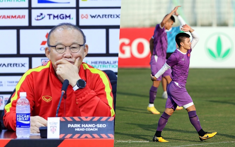 HLV Park Hang-seo cho biết Nguyễn Quang Hải đã tập luyện bình thường ở buổi tập mới nhất, chuẩn bị cho trận gặp Malaysia