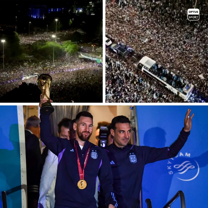 Lionel Messi cùng HLV Lionel Scaloni bước ra đầu tiên cùng cúp vàng World Cup 2022 khi máy bay hạ cánh ở Buenos Aires