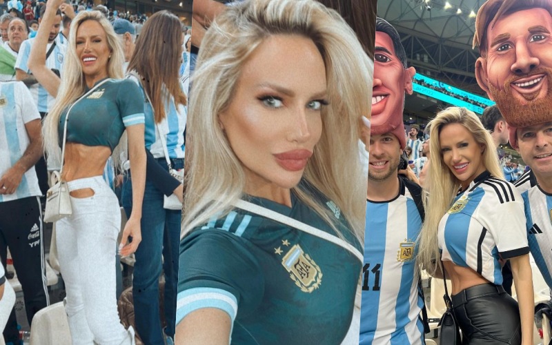 Luciana Salazar xuất hiện trên sân Lusail, ủng hộ tuyển Argentina ở trận bán kết World Cup 2022 gặp Croatia