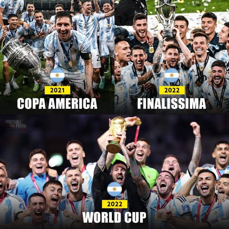 Lionel Messi hoàn thành trọn bộ danh hiệu cùng đội tuyển Argentina: vô địch châu lục, vô địch liên lục địa và vô địch thế giới