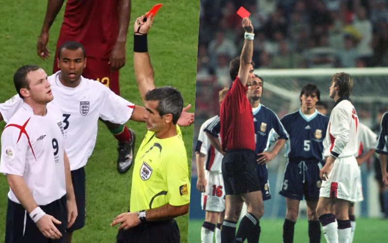 Wayne Rooney hay David Beckham từng nhận thẻ đỏ ở vòng knock-out World Cup