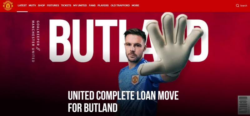 Trang chủ Manchester United thông báo việc chiêu mộ thành công thủ môn Jack Butland từ Crystal Palace dưới dạng cho mượn