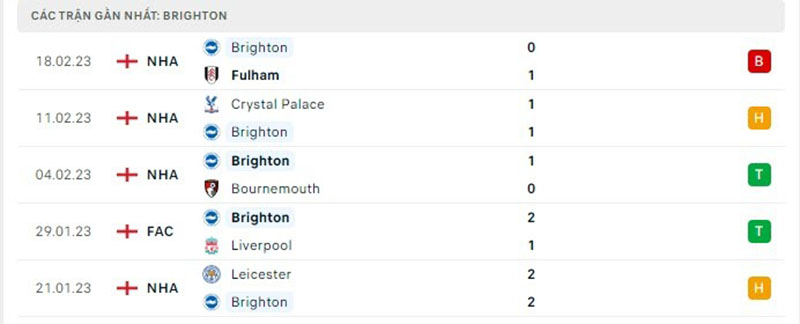 Thống kê, lịch sử đối đầu Stoke City vs Brighton & Hove Albion
