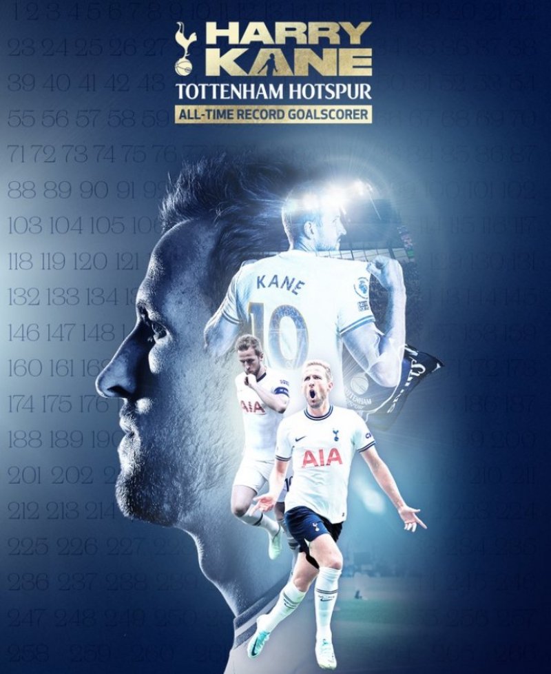 Harry Kane trở thành chân sút vĩ đại nhất trong lịch sử Tottenham Hotspur với 267 bàn thắng