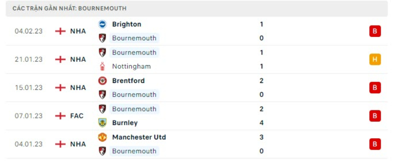 Lịch sử đối đầu Bournemouth vs Newcastle (0h30 ngày 12/2)