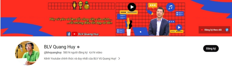 Hướng dẫn xem bóng đá trực tiếp trên youtube BLV Quang Huy