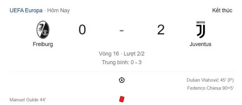 Kết quả SC Freiburg vs Juventus, 0h45 ngày 17/3