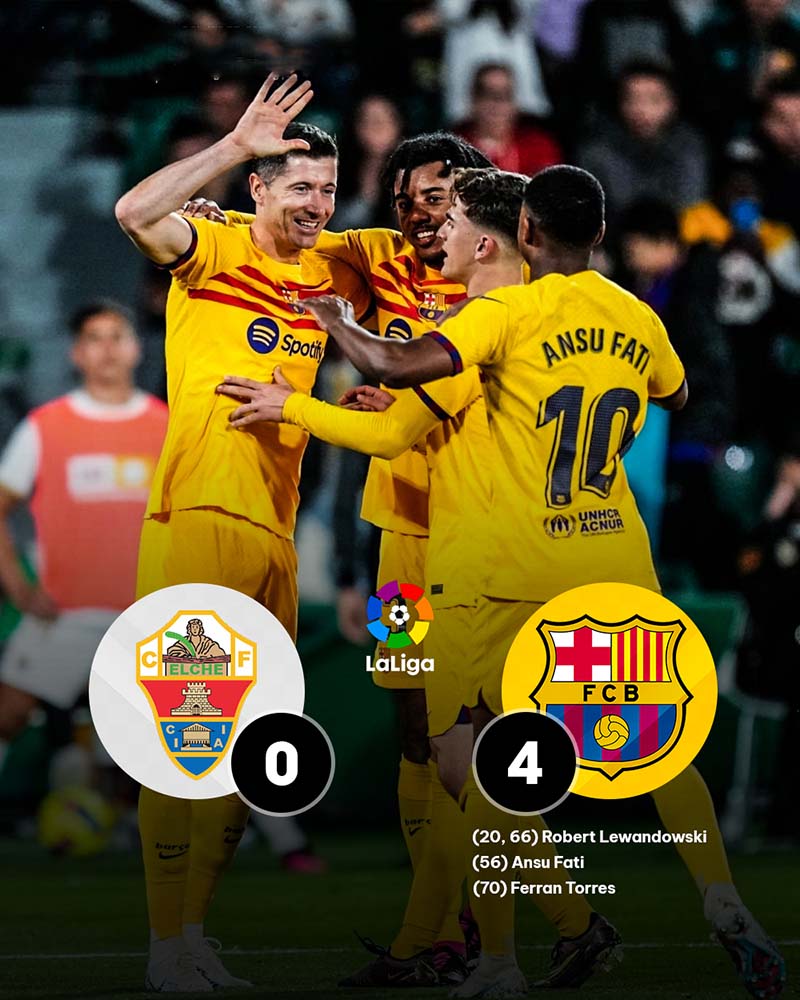 Kết quả Elche vs Barcelona, 2h ngày 2/4 - Xây chắc ngôi đầu bảng