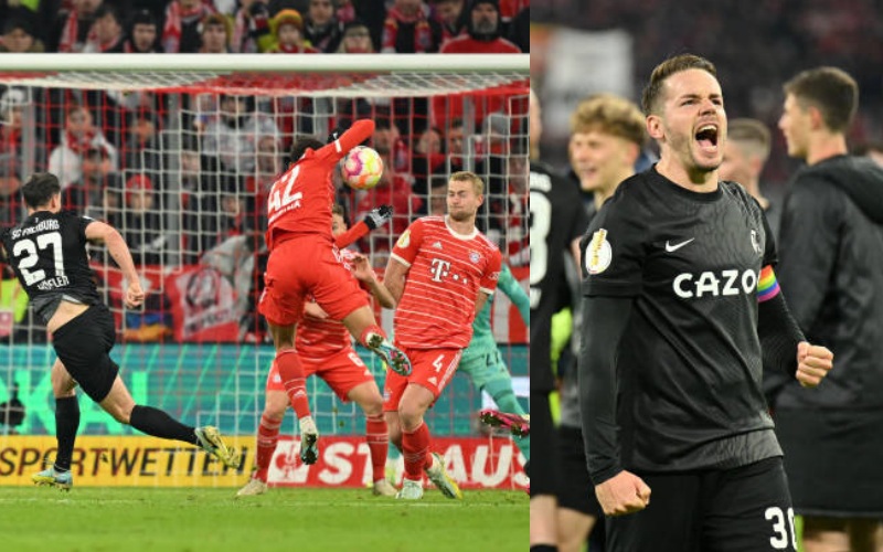 Freiburg ghi bàn từ chấm 11m ở phút 90+5', ấn định thắng lợi 2-1 trước Bayern Munich