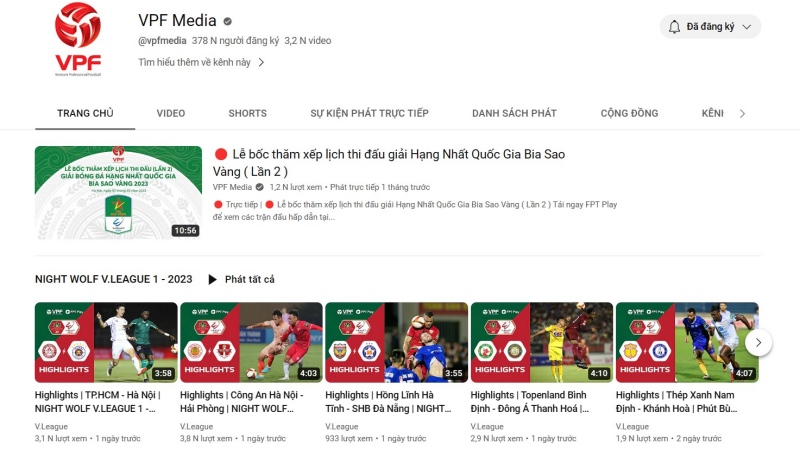 Trang chủ youtube VPF Media