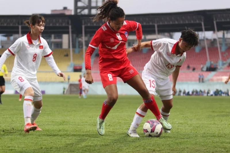 Tuyển nữ Việt Nam dễ dàng hạ gục nữ Nepal 5-1 ở lượt đi vòng loại thứ nhất Olympic Paris 2024