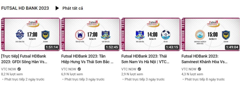 VTC Now trực tiếp giải Futsal VĐQG Việt Nam