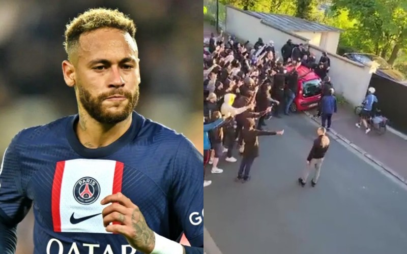 Đông đảo người hâm mộ PSG tụ tập, gây rối trước nhà Neymar Jr