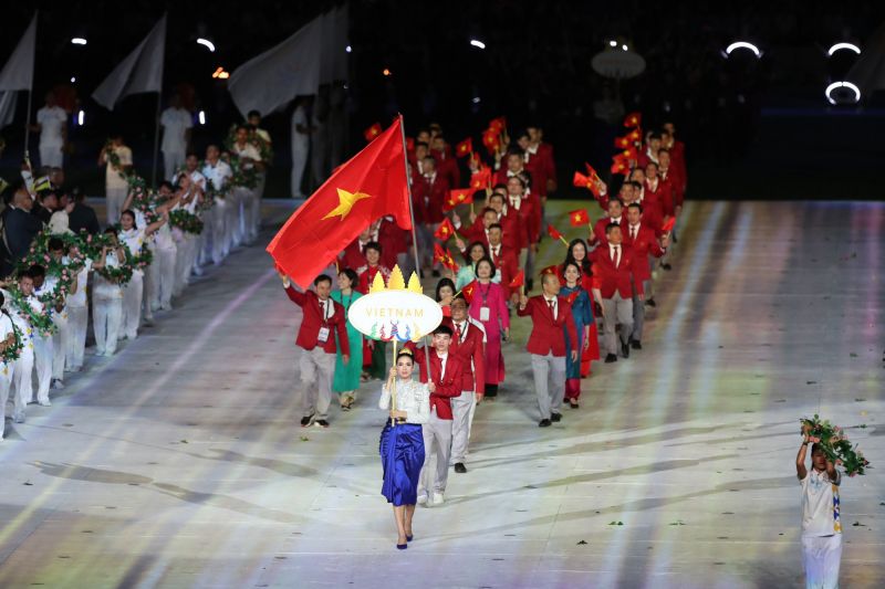 Hình ảnh đoàn thể thao Việt Nam ở lễ khai mạc SEA Games 32