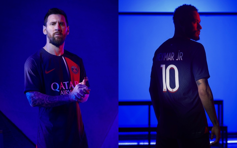 Lionel Messi và Neymar Jr vẫn xuất hiện trong poster quảng bá áo đấu sân nhà PSG mùa 2023/23