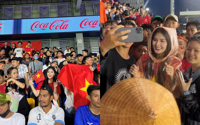 Quỳnh Alee bất ngờ có mặt cổ vũ U22 Việt Nam trong chiến thắng 2-1 trước U22 Malaysia