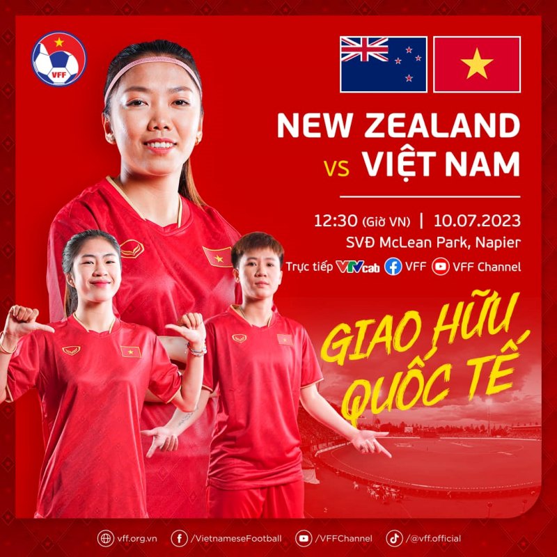 Trực tiếp Nữ Việt Nam vs Nữ New Zealand, 12h30 ngày 10/7/2023