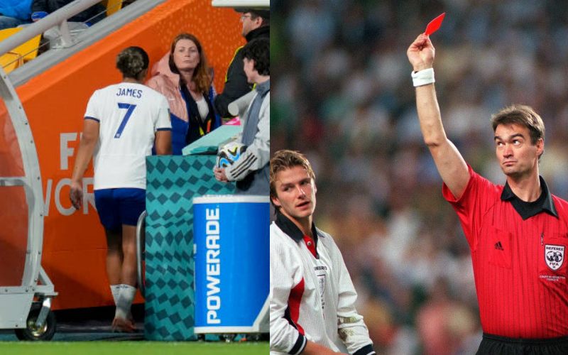 Lauren James tái hiện thẻ đỏ mà David Beckham phải nhận ở World Cup 1998